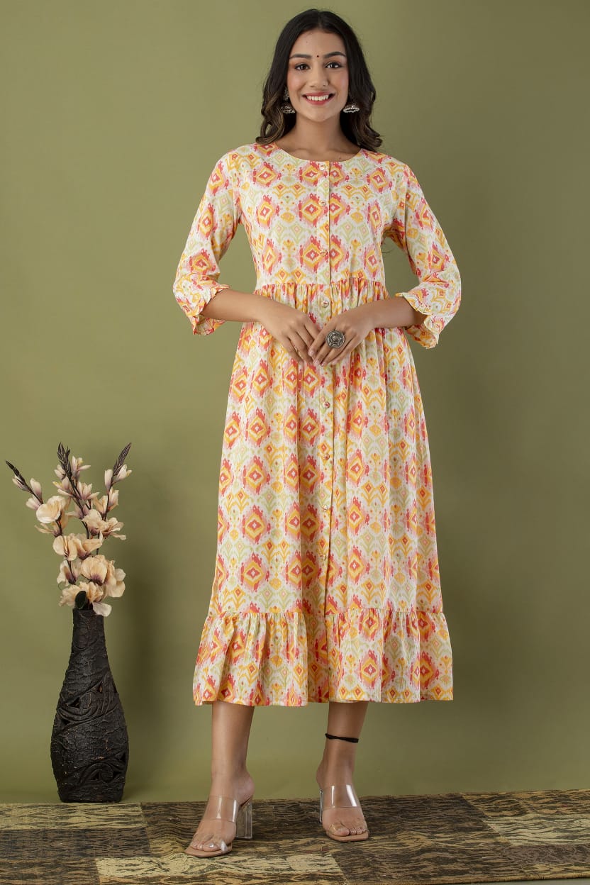 Indo-Western Printed 3/4th Length Frock