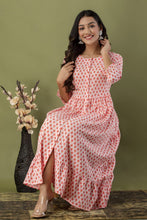 Load image into Gallery viewer, Pink Block Print Flared Midi Dress
