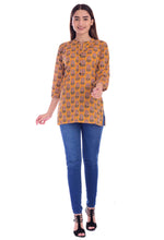 Load image into Gallery viewer, Yellow Block Print  Short Kurti
