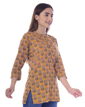 Load image into Gallery viewer, Yellow Block Print  Short Kurti
