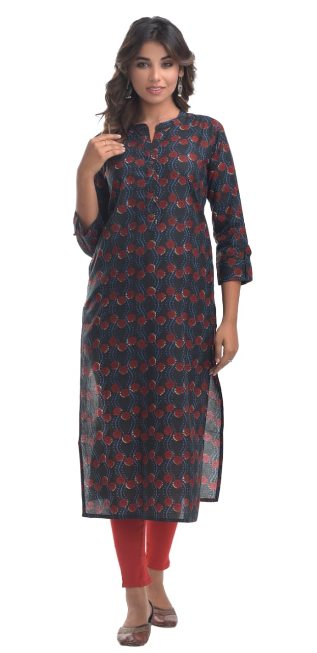 Blue Straight Long Kurti