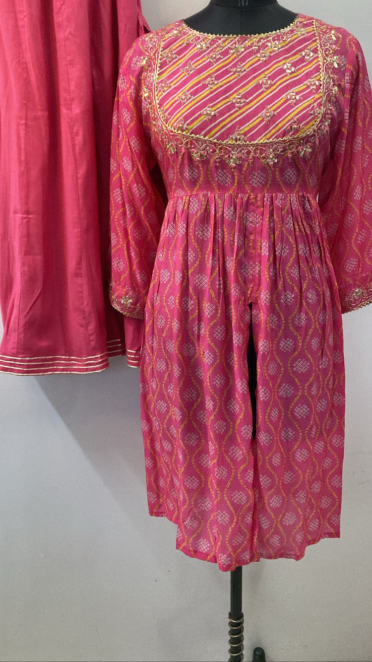 Premium Muslin Pink Gharara Set