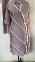 Load image into Gallery viewer, Designer Purple Dola Silk Full Set with Pearl Work
