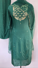 Load image into Gallery viewer, Green Dola Silk Kurti Full Set with Gota Pati Work and Aurganza Dupatta
