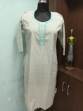 Load image into Gallery viewer, Sea Green Cotton Kurti with Aari Work
