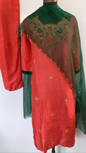 Load image into Gallery viewer, Designer Orange Dola Silk Full Set with Zardozi work and Aurganza Dupatta
