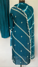 Load image into Gallery viewer, Royal Blue Dola Silk Full Set with Leheriya Dupatta
