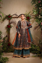 Load image into Gallery viewer, Chanderi Silk 3 Piece Sharara Set with Contrast Organza Dupatta
