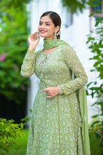 Load image into Gallery viewer, Green Anarkali Shifali Cut Work with Pant And Dupatta
