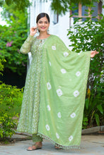 Load image into Gallery viewer, Green Anarkali Shifali Cut Work with Pant And Dupatta
