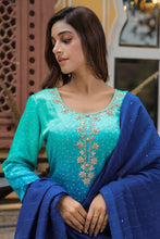 Load image into Gallery viewer, Satin Silk with Zari Border And Gota Work in Yok with Fancy Dupatta
