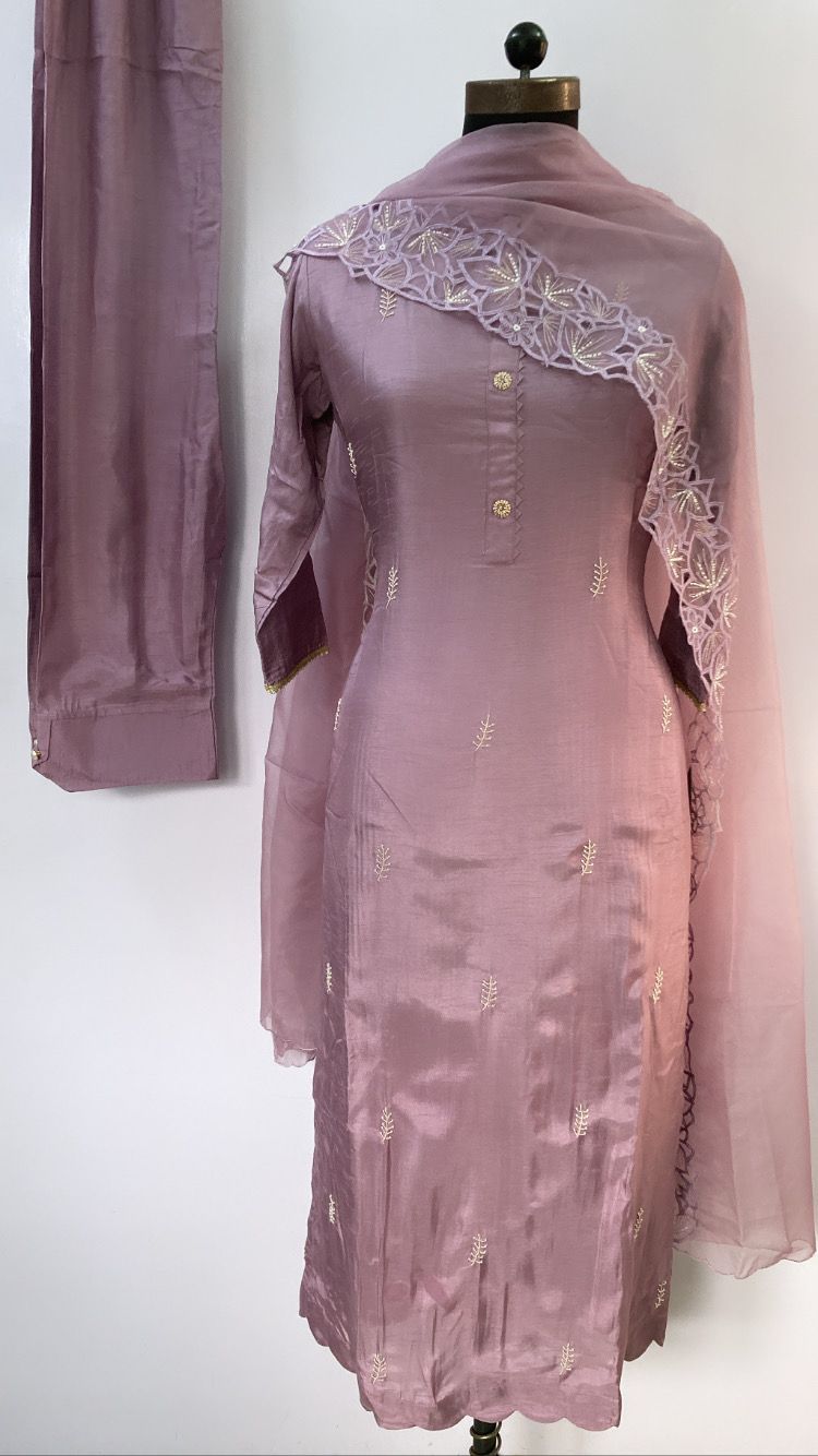 Purple Dola Silk Full Set with Zardozi Work