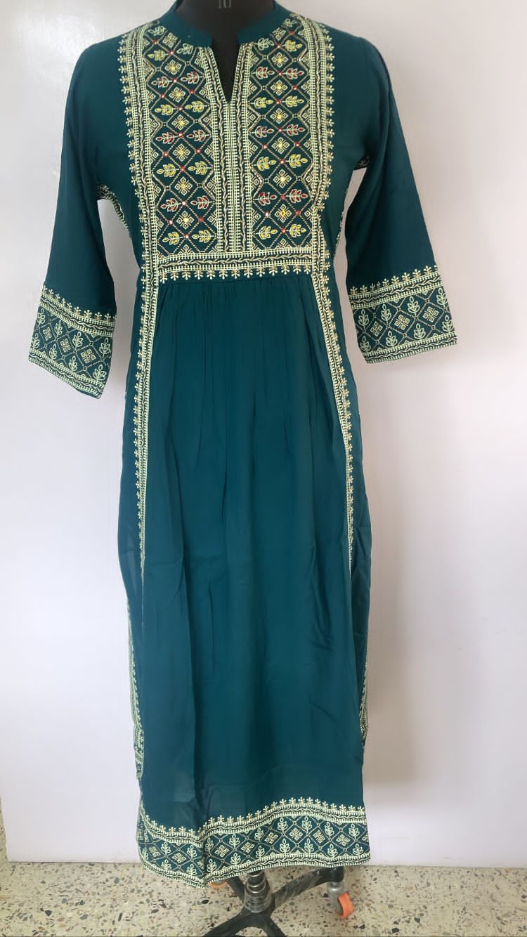 Teal Nyra Cut Indo Western Kurti