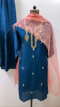 Load image into Gallery viewer, Royal Blue Dola Silk Full Set with Sharara
