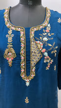 Load image into Gallery viewer, Royal Blue Dola Silk Full Set with Sharara
