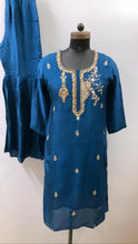 Load image into Gallery viewer, Royal Blue Dola Silk Full Set with Sharara
