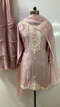 Load image into Gallery viewer, Onion Pink Dola Silk Sharara and Net Dupatta Full Set with Pearl Work
