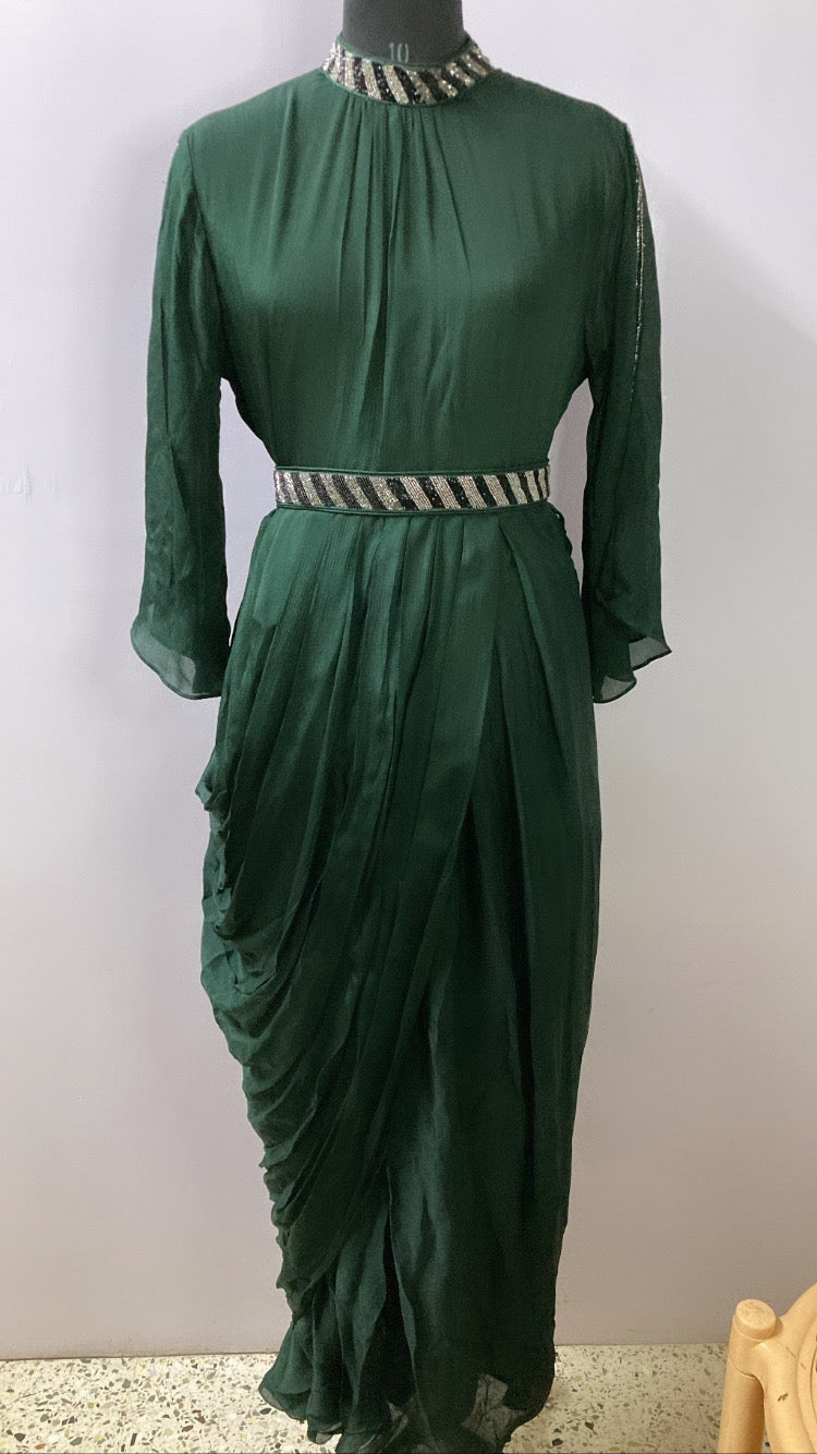 Dark Green Party Wear Gown