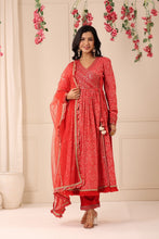 Load image into Gallery viewer, Red Festive Wear Crepe Full Set
